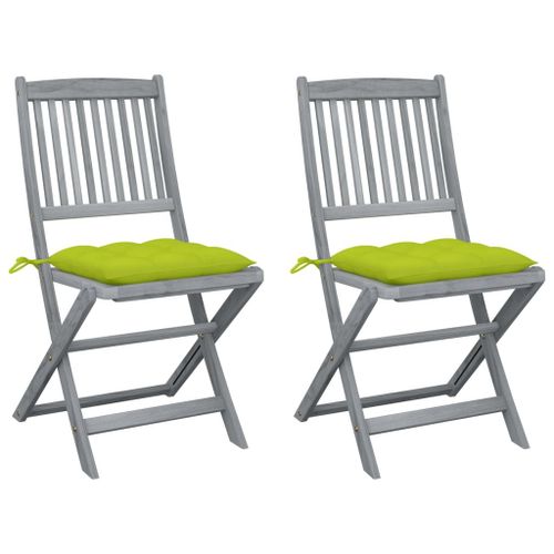 Vidaxl Chaises Pliables D'extérieur 2 Pcs Avec Coussins Bois D'acacia