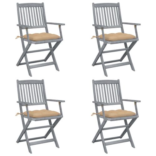 Vidaxl Chaises Pliables D'extérieur 4 Pcs Avec Coussins Bois D'acacia