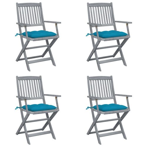 Vidaxl Chaises Pliables D'extérieur 4 Pcs Avec Coussins Bois D'acacia