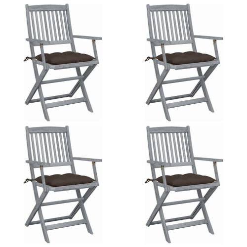 Vidaxl Chaises Pliables D'extérieur 4 Pcs Avec Coussins Bois D'acacia