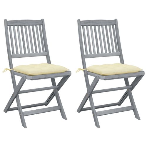 Vidaxl Chaises Pliables D'extérieur 2 Pcs Avec Coussins Bois D'acacia