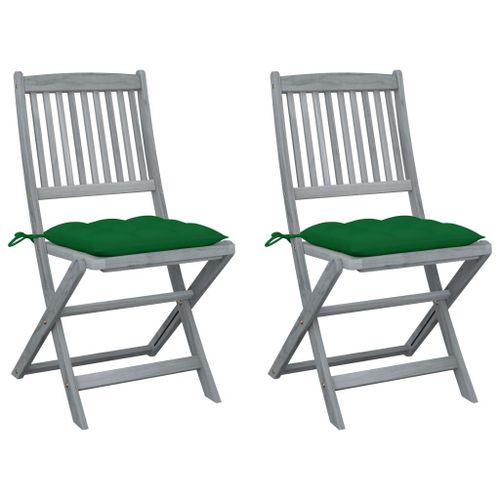 Vidaxl Chaises Pliables D'extérieur 2 Pcs Avec Coussins Bois D'acacia