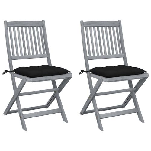 Vidaxl Chaises Pliables D'extérieur 2 Pcs Avec Coussins Bois D'acacia
