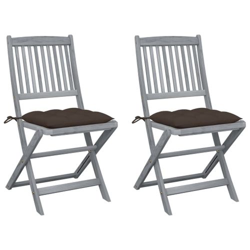 Vidaxl Chaises Pliables D'extérieur 2 Pcs Avec Coussins Bois D'acacia