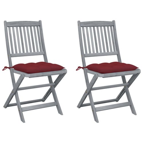 Vidaxl Chaises Pliables D'extérieur 2 Pcs Avec Coussins Bois D'acacia
