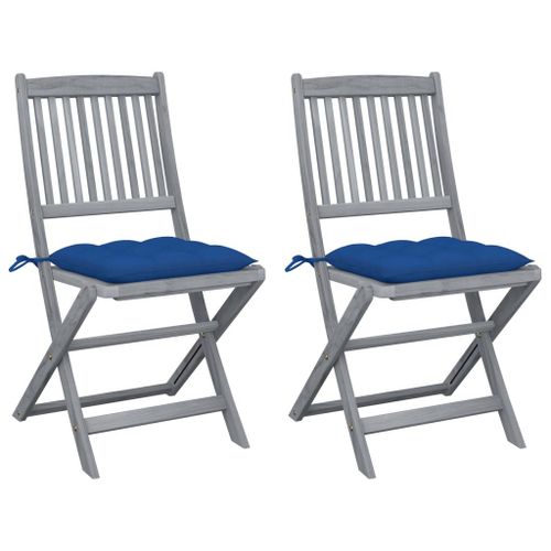 Vidaxl Chaises Pliables D'extérieur 2 Pcs Avec Coussins Bois D'acacia