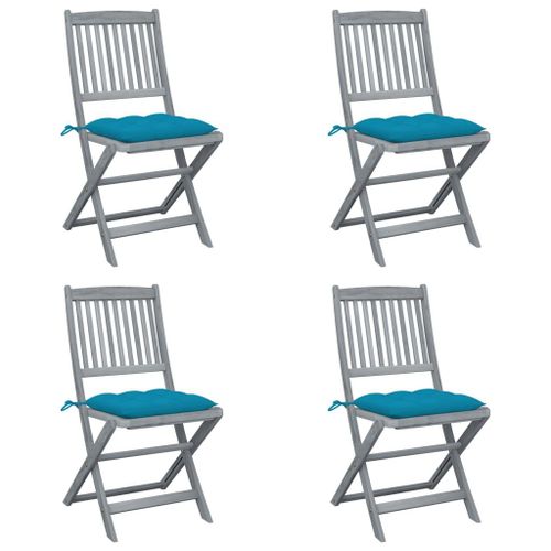 Vidaxl Chaises Pliables D'extérieur 4 Pcs Avec Coussins Bois D'acacia