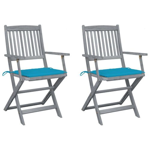 Vidaxl Chaises Pliables D'extérieur 2 Pcs Avec Coussins Bois D'acacia