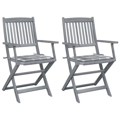 Vidaxl Chaises Pliables D'extérieur 2 Pcs Avec Coussins Bois D'acacia