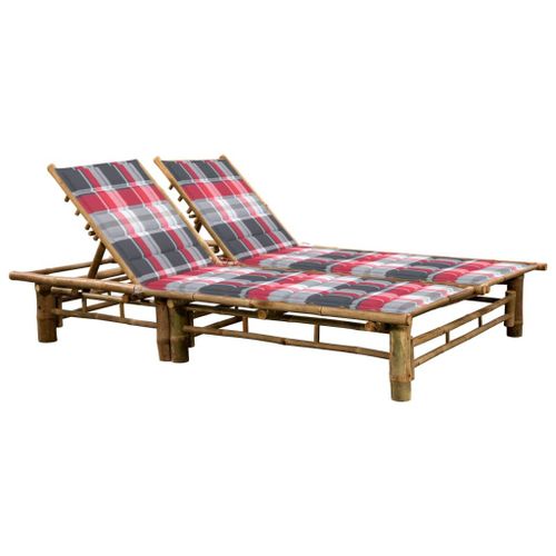 Vidaxl Chaise Longue Pour 2 Personnes Avec Coussins Bambou