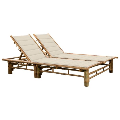 Vidaxl Chaise Longue Pour 2 Personnes Avec Coussins Bambou
