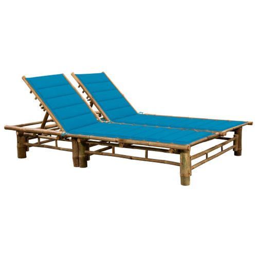 Vidaxl Chaise Longue Pour 2 Personnes Avec Coussins Bambou