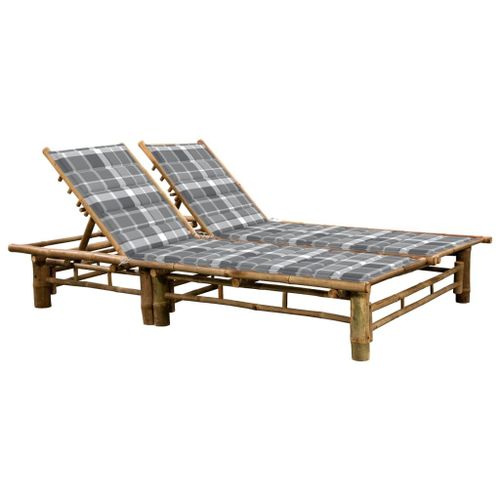 Vidaxl Chaise Longue Pour 2 Personnes Avec Coussins Bambou