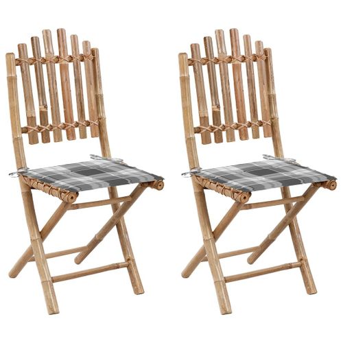 Vidaxl Chaises Pliables De Jardin 2 Pcs Avec Coussins Bambou