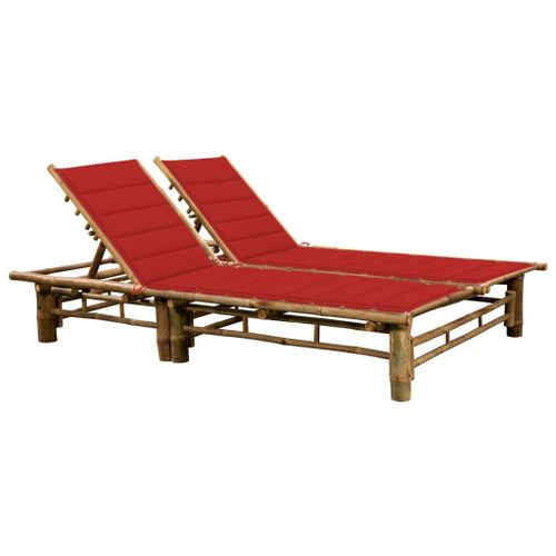 Vidaxl Chaise Longue Pour 2 Personnes Avec Coussins Bambou