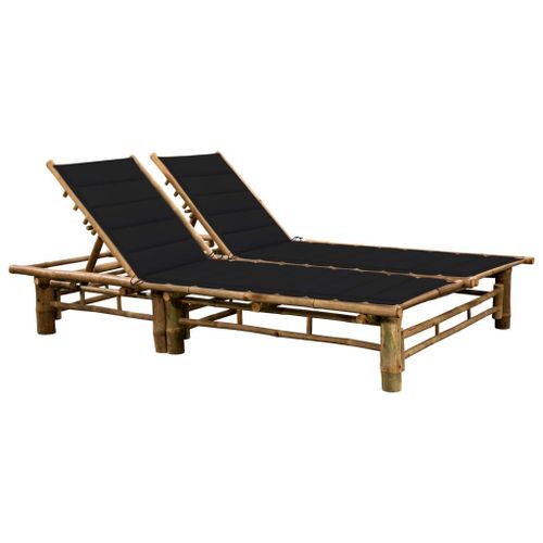 Vidaxl Chaise Longue Pour 2 Personnes Avec Coussins Bambou