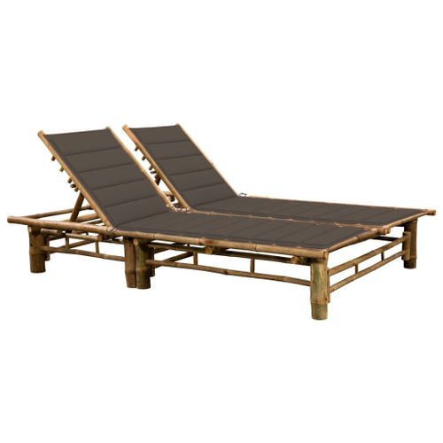 Vidaxl Chaise Longue Pour 2 Personnes Avec Coussins Bambou