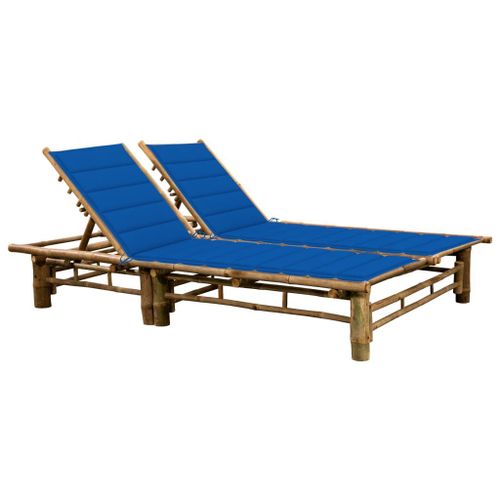 Vidaxl Chaise Longue Pour 2 Personnes Avec Coussins Bambou