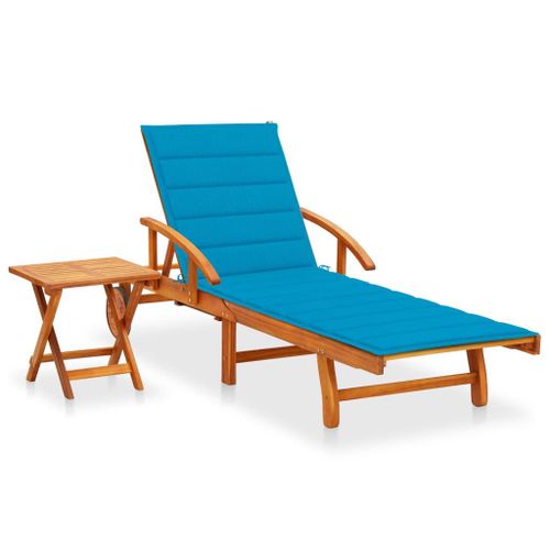 Chaise Longue De Jardin Avec Table Et Coussin Bois D'acacia Vidaxl