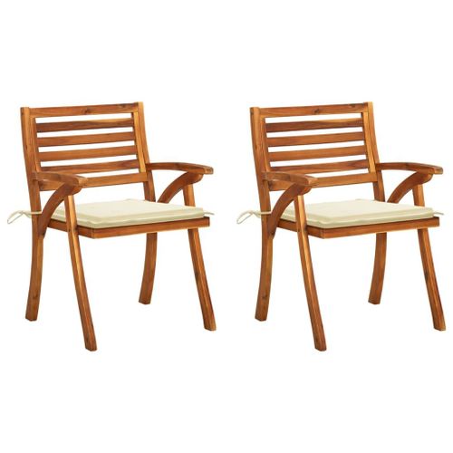 Vidaxl Chaises À Dîner De Jardin Avec Coussins 2 Pcs Acacia Massif