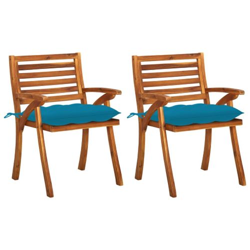 Vidaxl Chaises À Dîner De Jardin Avec Coussins 2 Pcs Acacia Massif