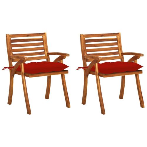 Vidaxl Chaises À Dîner De Jardin Avec Coussins 2 Pcs Acacia Massif