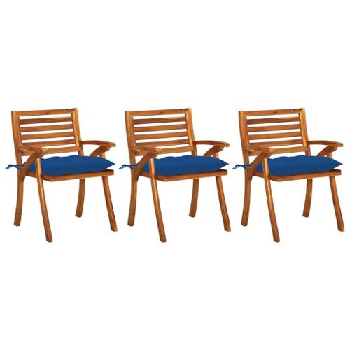 Vidaxl Chaises À Dîner De Jardin Avec Coussins 3 Pcs Acacia Massif