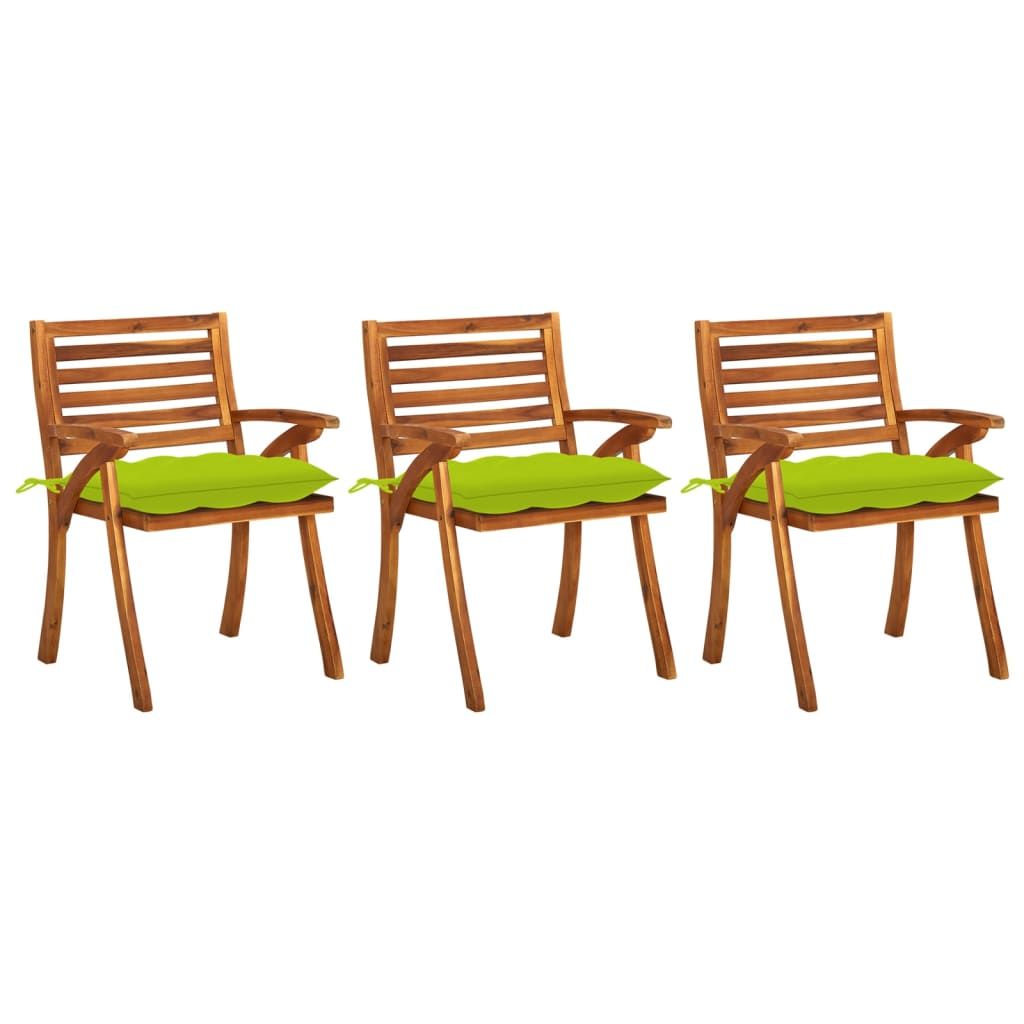 Vidaxl Chaises À Dîner De Jardin Avec Coussins 3 Pcs Acacia Massif
