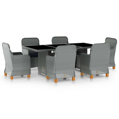 Vidaxl Mobilier À Dîner 7 Pcs Avec Coussins Résine Tressée Gris Clair