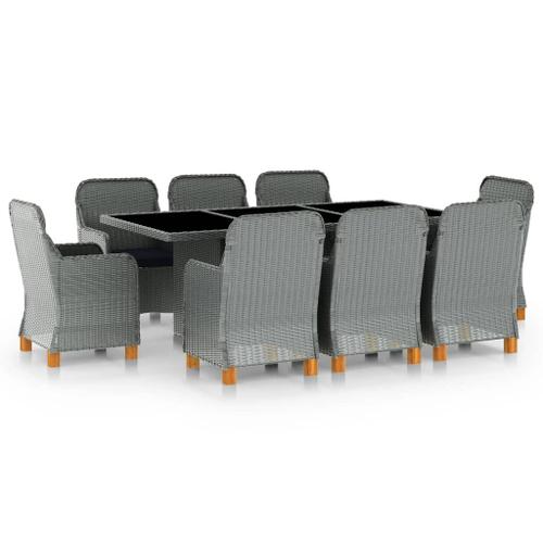 Vidaxl Mobilier À Dîner 9 Pcs Avec Coussins Résine Tressée Gris Clair