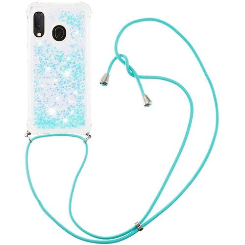 Pour Samsung A20e Coque, Bling Liquide Paillette Antichoc Kawaii Etui Housse Avec Cordage Lanyard Case Pour Samsung Galaxy A20e. Lp Star Blue