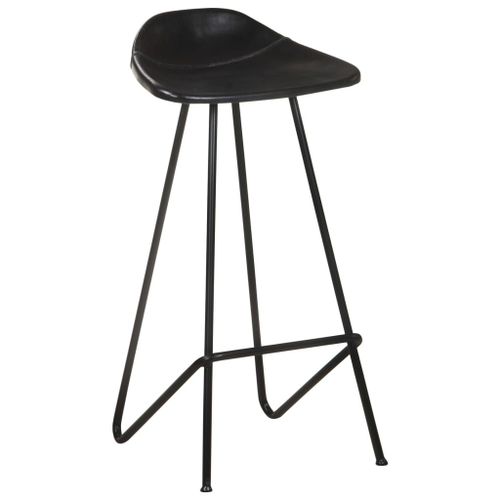 Vidaxl Tabourets De Bar 2 Pcs Noir Cuir Véritable