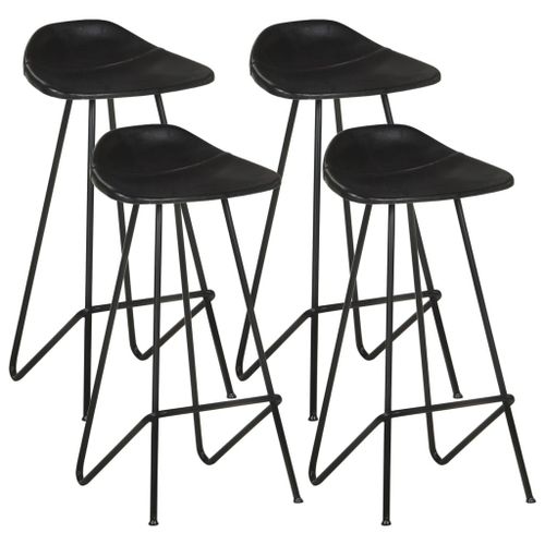 Vidaxl Tabourets De Bar 4 Pcs Noir Cuir Véritable