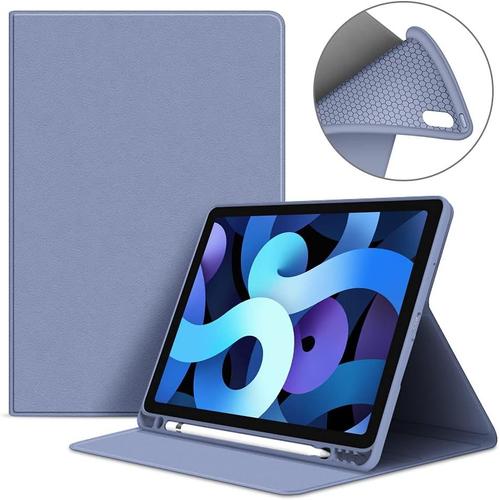 Coque Pour Ipad Air 11 Pouces 2024, Ipad Air 10,9 Pouces 2022/2020(5è/4è Génération) Étui Housse Smart Case (Réveil/Sommeil Automatique) Cover Arrière Tpu Souple Avec Porte-Stylo, Violet Gris