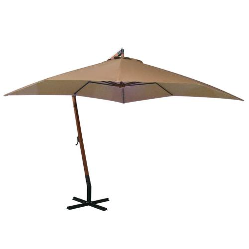 Parasol Suspendu Avec Mât Taupe 3x3 M Bois De Sapin Massif Yueyinnkeji