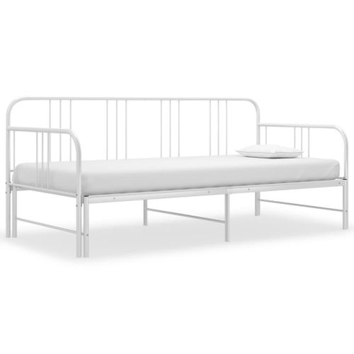 Vidaxl Cadre De Canapé-Lit Extensible Blanc Métal 90x200 Cm