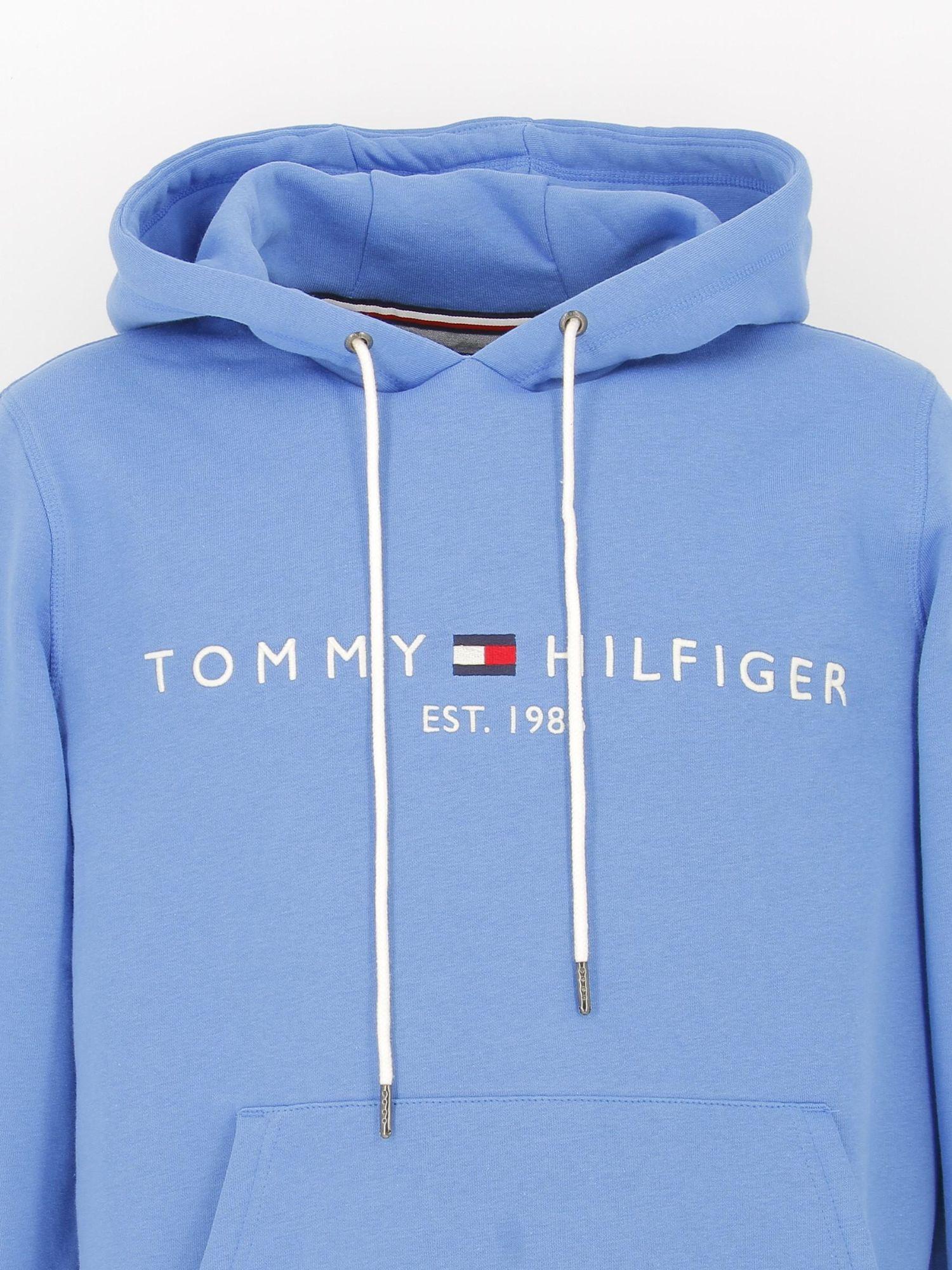 Tommy Hilfiger - Sweat Capuche Tommy Logo 1599 Bleu Turquoise 