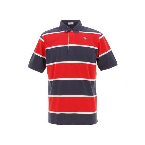 Polo Manches Courtes Serge Blanco Polo Mc Jersey Raye Dk Navy Rouge