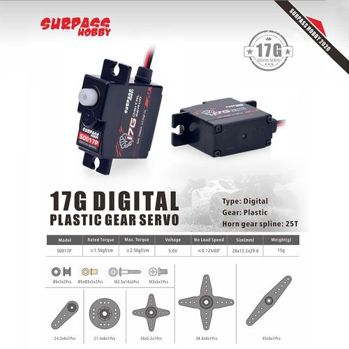 équipement en plastique pour avion radiocommandé, 17g, 2.6KG, Servo pour Robot, voiture, bateau, S0017P