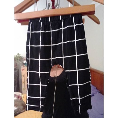 Pantalon À Carreaux Noirs Blancs 6/12 Mois.