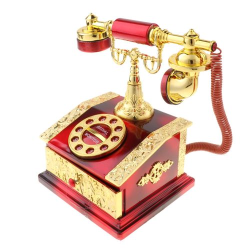 Boîte À Musique Modèle De Téléphone Rétro Créatif, Organisateur De Stockage De Bijoux Avec Tiroir, Ornements De Table À La Maison