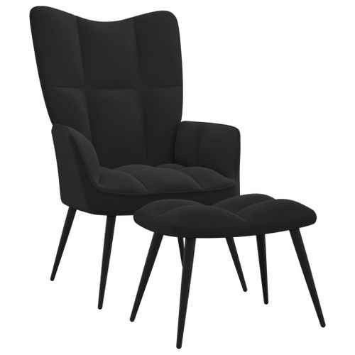 Vidaxl Chaise De Relaxation Avec Repose-Pied Noir Velours