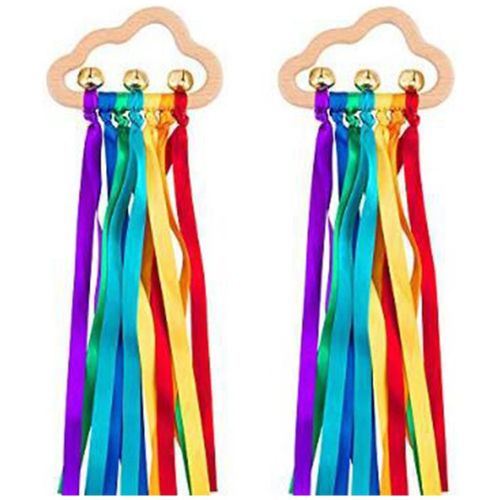Cerf-Volant Avec Ruban Arc-En-Ciel Montessori Pour Enfant, 2 Pièces, Instruments Créatifs Et Éducatifs, Jouets Sensoriels Pour Danser, Cadeaux D'Anniversaire
