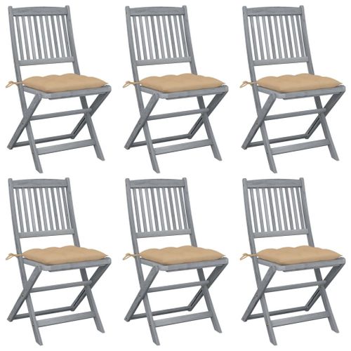 Vidaxl Chaises Pliables D'extérieur 6 Pcs Avec Coussins Bois D'acacia
