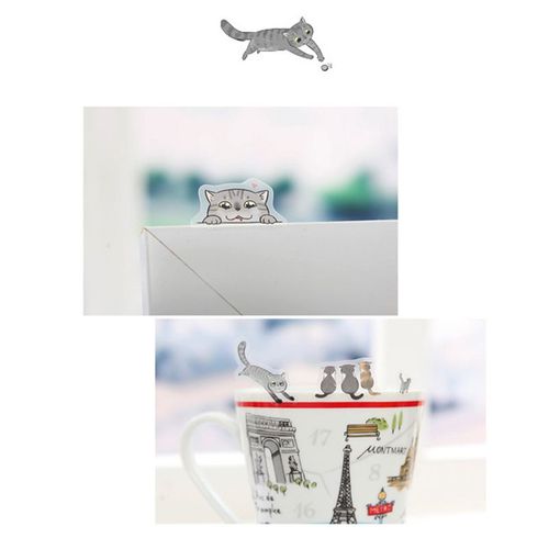 Lot De 6 Autocollants Chat En Pvc Transparent, Étiquette Scrapbook, Résistant À L'Eau, Kawaii, Dessin Animé, Décoration, Papeterie Coréenne