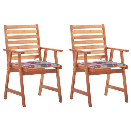 Vidaxl Chaises À Dîner D'extérieur 2 Pcs Avec Coussins Acacia Massif