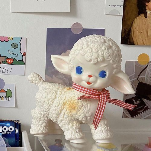Jouet De Mouton En Caoutchouc Avec N¿Ud De Ruban Rose, Mignon, Classique, Girly, Doux, C¿Ur, Agneau, Pour Chambre De Fille, Cadeau De Bureau Pour X9z6