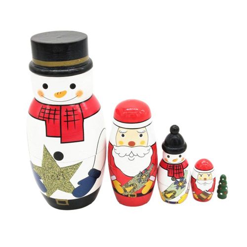 Figurines De Bonhomme De Neige Russes Pour Filles Et Garçons, Ensemble De 5 Pièces, Jouets Empilables En Bois, Décoration De Maison, Fête D'Anniversaire