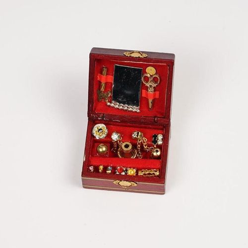 Mini Bijoux Vintage En Bois, Accessoires De Maison, Boîte De Décor Modèle De Maison, Ornement De Scène De Bijoux Modèle Bo V7d3, 1/12