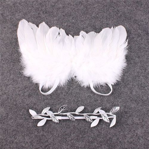 Serre-Tête Avec Ailes D'Ange En Plumes Pour Bébé Fille, Accessoires De Coiffure Pour Séance Photo, De 0 À 6 Mois